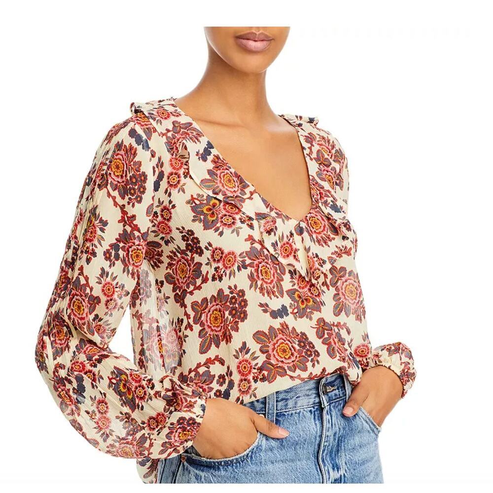 Women’s M PAIGE Floral Serene Blouse Long Sleeve Boho Fall Top Romantic Cottage